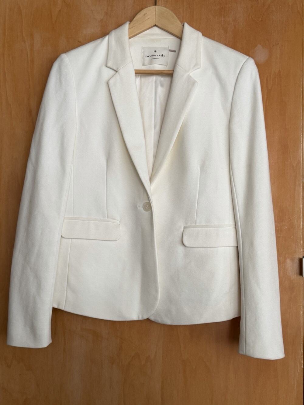 Rosemunde Copenhagen Ivory No Wrinkle Knit Blazer Size Small EUC $348